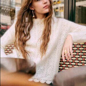 Cream Sezane Louison Sweater / Jumper in Ecru